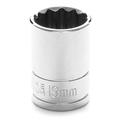 Performance Tool Chrome Socket, 1/2" Drive, 19mm, 12 Point, Shallow W32819